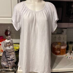 E womens Kate Park solid white cap sleeve stretch plus size top 2x